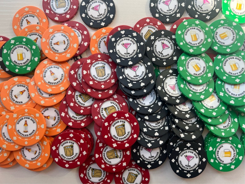 Ready to Ship - 100 Custom Drink Chips with 4 Drink Designs