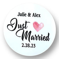 Load image into Gallery viewer, Just Married Wedding Labels - Name &amp; Date
